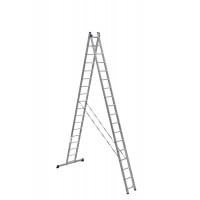 Лестница двухсекционная усиленная алюминиевая Алюмет HS2 6217 2x17 ступеней