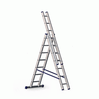 Трехсекционная универсальная лестница алюминиевая Алюмет H3 5306 3x6 ступеней