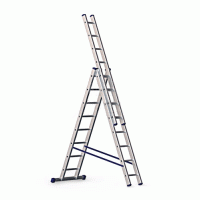 Трехсекционная универсальная лестница алюминиевая Алюмет H3 5308 3x8 ступеней