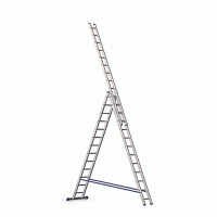 Трехсекционная универсальная лестница алюминиевая Алюмет H3 5313 3x13 ступеней