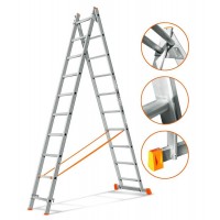 Алюминиевая двухсекционная лестница Эйфель серии Гранит 10 ступеней