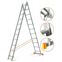 Алюминиевая двухсекционная лестница Эйфель серии Гранит 11 ступеней